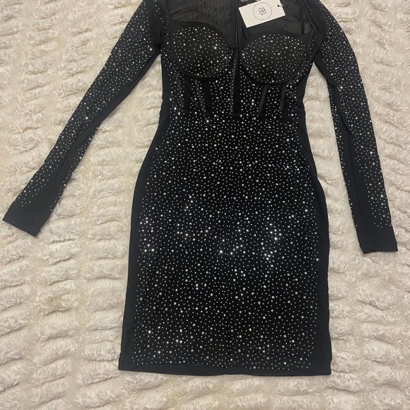 Bella Barnett - Hatty Diamond Corset Bodycon Dress - Black - Size M - Picture 4 of 7